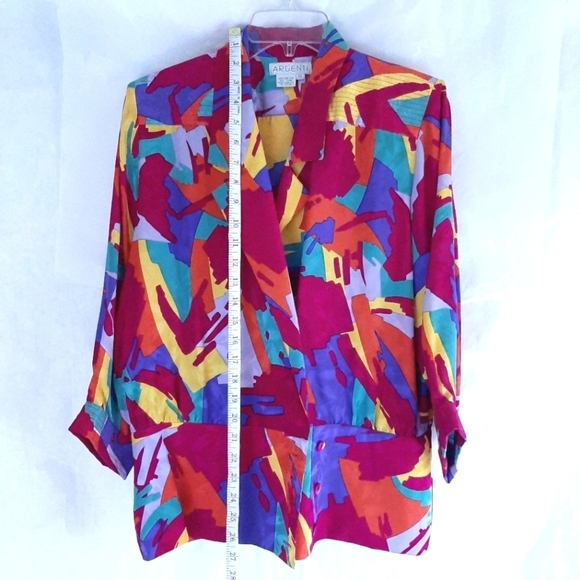 Pat Argenti multicolor silk vintage double breasted button blazer size 10 EUC - Picture 3 of 10